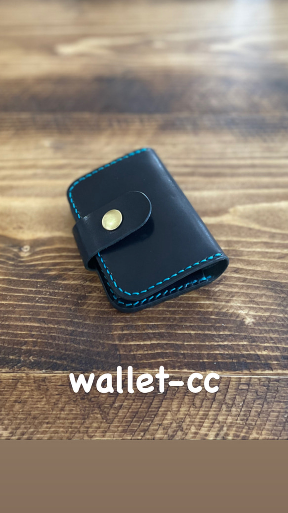 wallet-cc 二つ折りカードコインケース　栃木レザー　手縫い 6枚目の画像