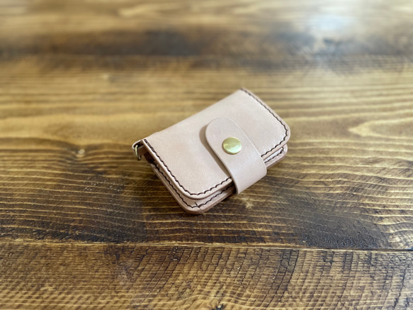wallet-cc 二つ折りカードコインケース　栃木レザー　手縫い 3枚目の画像