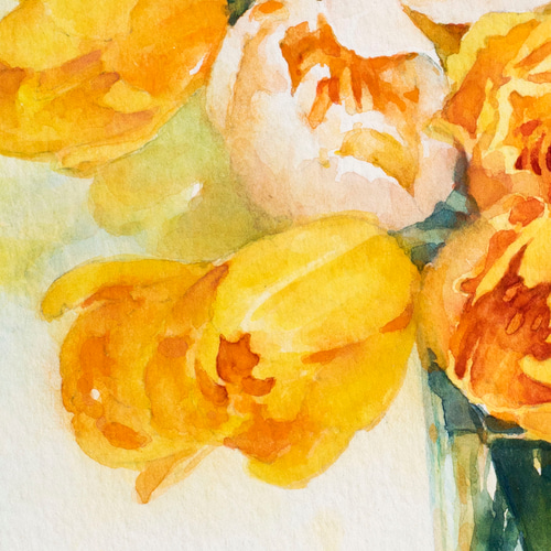 額縁付き 特典付き 水彩原画 一点物 【 朝日の中で 】 ※Sold 絵画