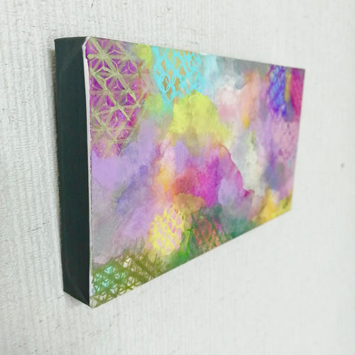 願掛け 』 原画 絵画 抽象画 綺麗 和柄 ラメ 七宝 麻の葉 青海波 絵画