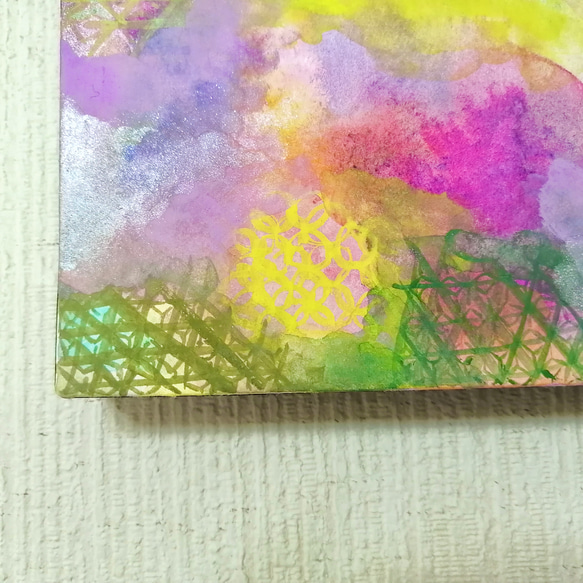 『 願掛け 』　原画　絵画　抽象画　綺麗　和柄　ラメ　七宝　麻の葉　青海波 5枚目の画像