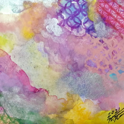 『 願掛け 』　原画　絵画　抽象画　綺麗　和柄　ラメ　七宝　麻の葉　青海波 4枚目の画像