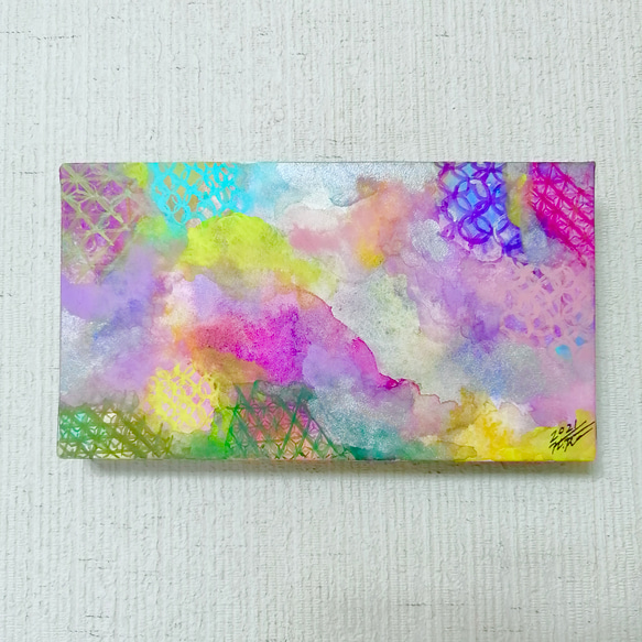 願掛け 』 原画 絵画 抽象画 綺麗 和柄 ラメ 七宝 麻の葉 青海波