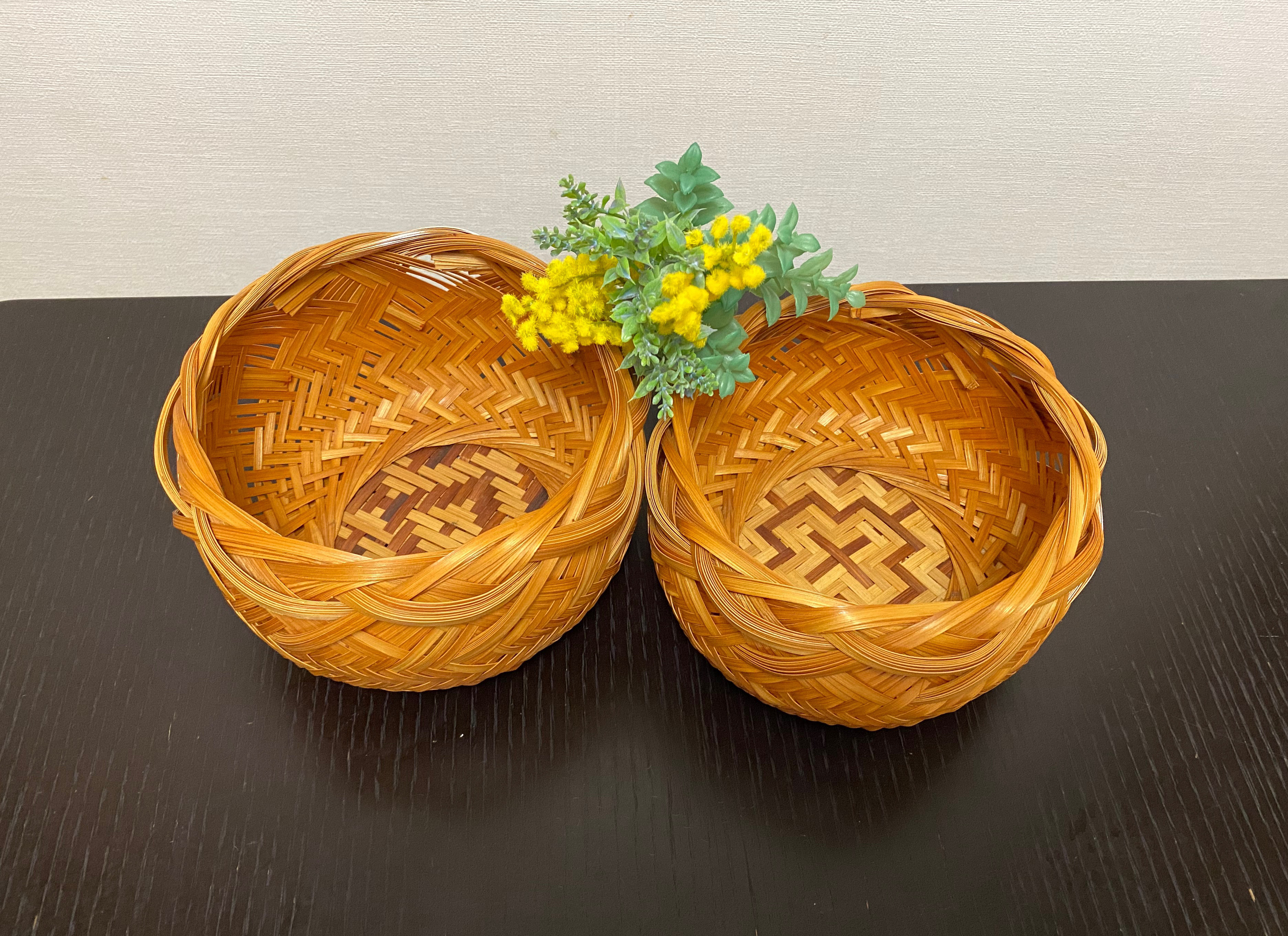 インテリアのアクセントに！　竹かご輪口網代編み　2種