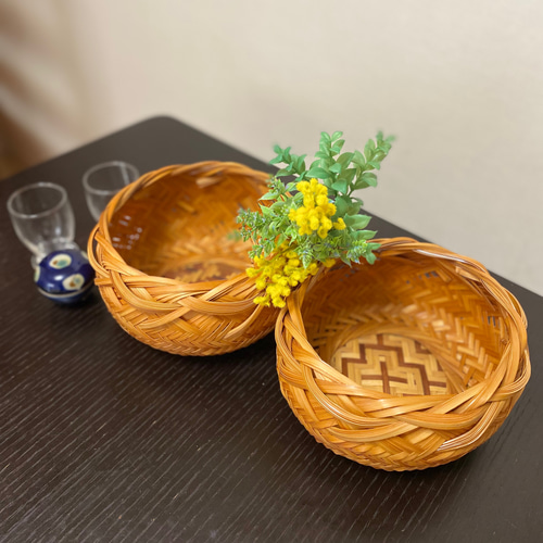 インテリアのアクセントに！ 竹かご輪口網代編み 2種 フリー