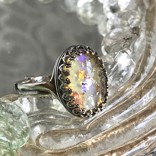 yellow glass ring ヴィンテージイエローガラスリング