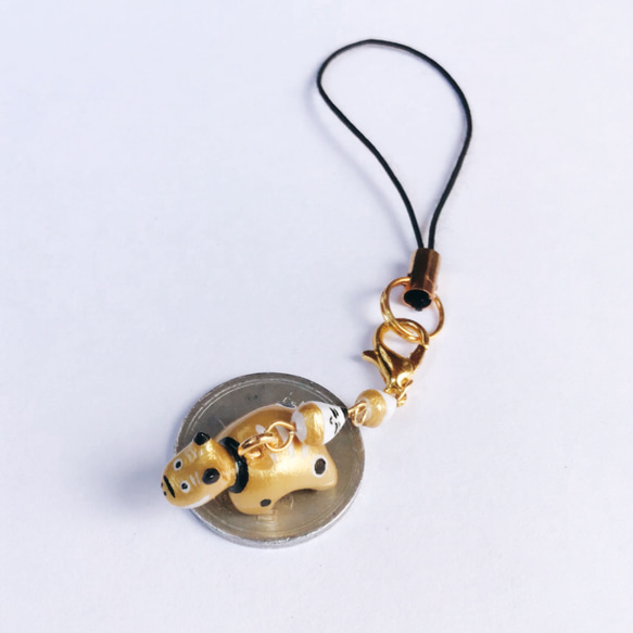 金べこ＆起き上がり小法師ストラップ 3枚目の画像