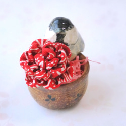 &lt;母親節禮物&gt;康乃馨和小鳥套裝（陶瓷飾品盒和花胸針） 第4張的照片