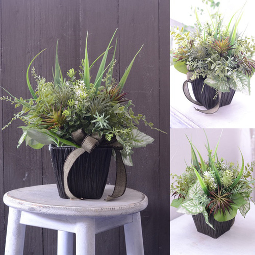 手作りキット フェイクグリーン アレンジ 造花 観葉植物風 光触媒で