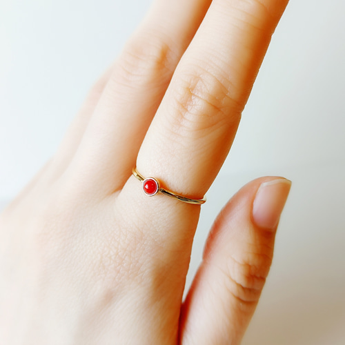 赤珊瑚 リング 天然石 天然石リング アクセサリー シンプル