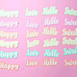 ダイカット 英文字 背景窓付き 合わせて24枚 コラージュ素材 その他