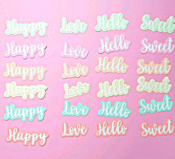 ダイカット 英文字 背景窓付き 合わせて24枚 コラージュ素材 その他