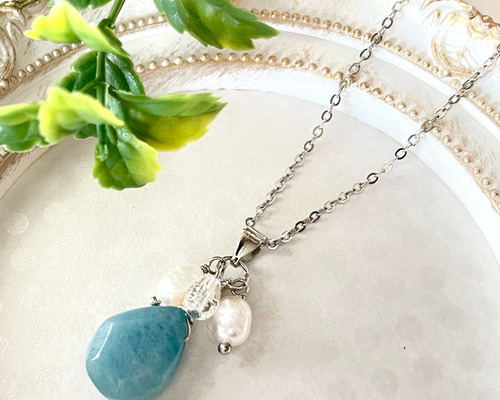 1503 癒しを与える✨️　淡水パール　アマゾナイトピアス　ハンドメイド 1503 癒しを与える✨️ 淡水パール アマゾナイトピアス ハンドメイド