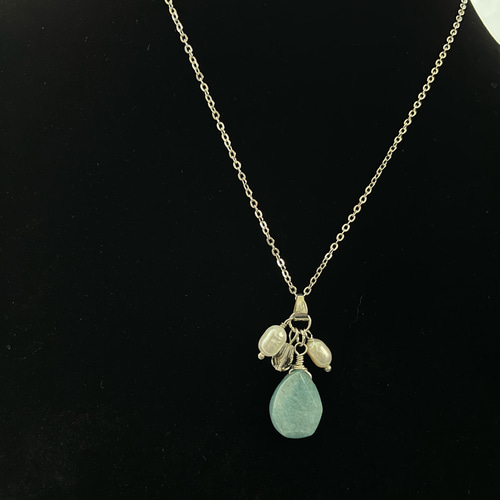 ヒーリング・守護】アマゾナイトと淡水パールのネックレス/天然石