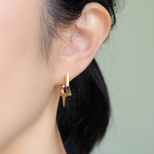 STAR JEWELRY ゴールドフープピアス CLICK HOOP PIERCED EARRING(SS)(片耳用)(2ZP1558)K18 ピアス