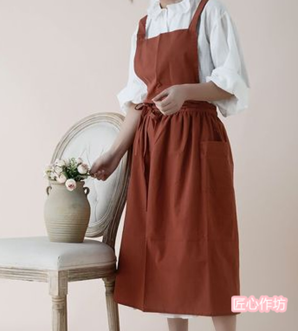 春夏   全綿ファッション純綿キッチンベーカリー女性スタジオ服カフェエプロン 10枚目の画像