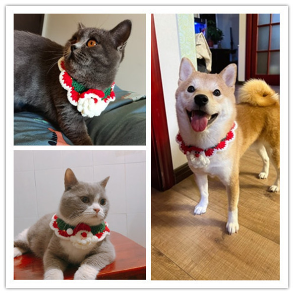 猫&犬&用襟型ペット☃サンタクロースのあごひげ可愛い首輪☃手作り☆Creema限定クリスマス2022　 6枚目の画像