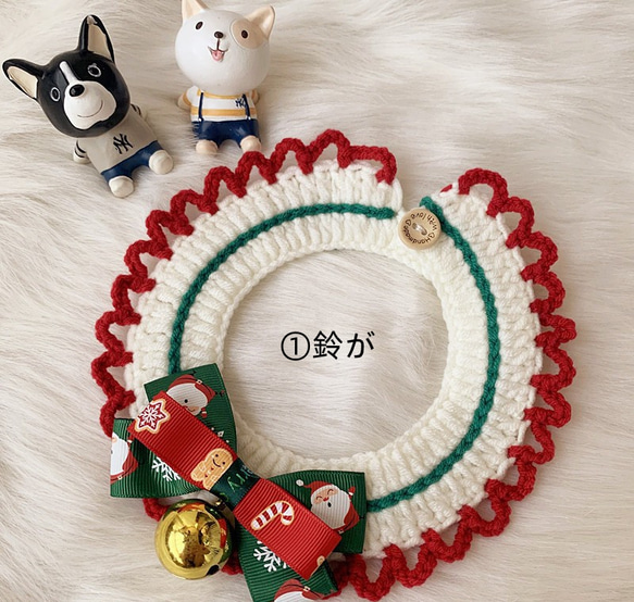 猫&犬&用襟型ペット 首輪☃可愛 サンタクロース リボン+鈴が 3枚目の画像