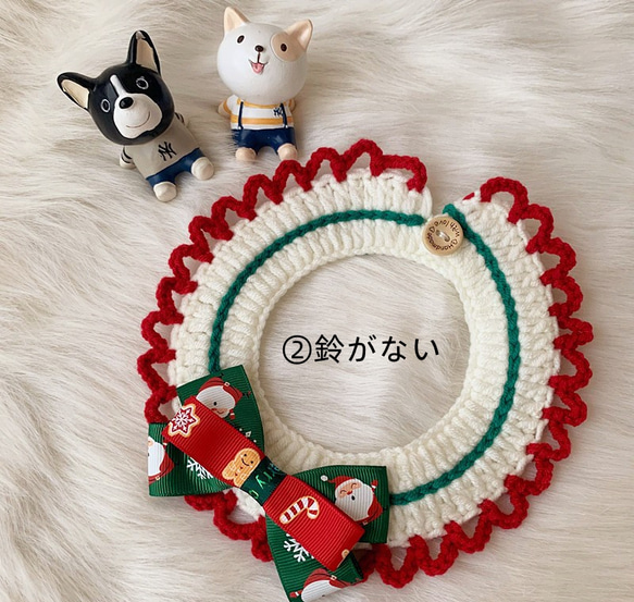 猫&犬&用襟型ペット 首輪☃可愛 サンタクロース リボン+鈴が 4枚目の画像