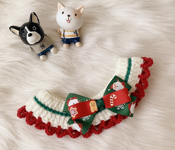 猫&犬&用襟型ペット 首輪☃可愛 サンタクロース リボン+鈴が 2枚目の画像