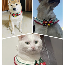 猫&犬&用襟型ペット 首輪☃可愛 サンタクロース リボン+鈴が 6枚目の画像