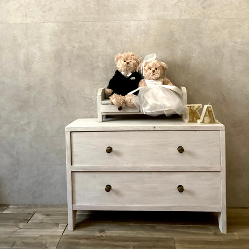 ホワイト木製キャビネット 4引き出し