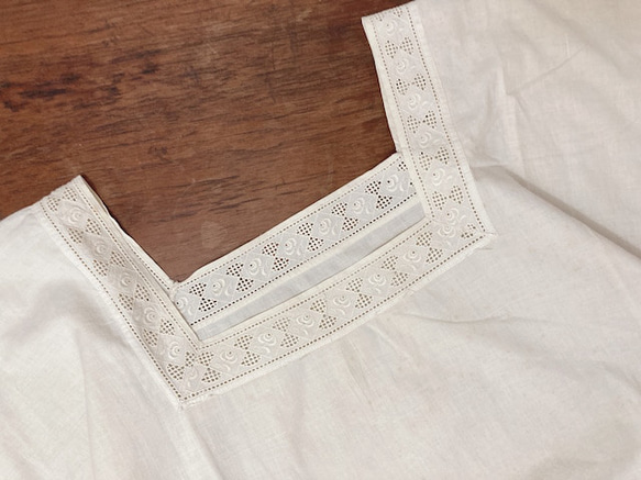 1920-30 年代法國古董亞麻鉤針睡裙連衣裙 第5張的照片