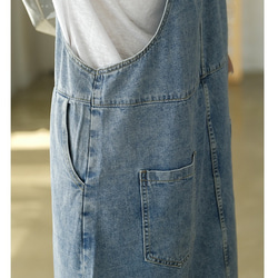 ジャンパー スカート フレア スカート デニム スカート サロペット スカート オーバーオール スカート 8枚目の画像
