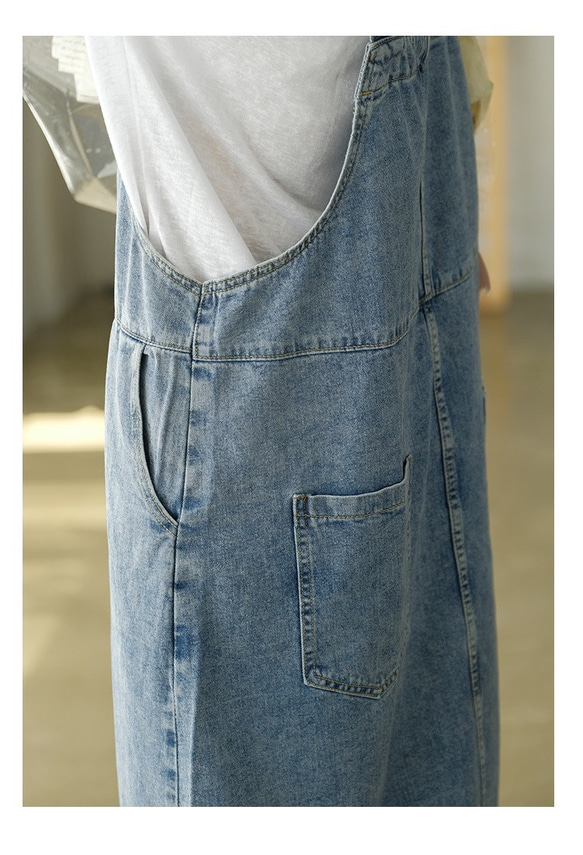 ジャンパー スカート フレア スカート デニム スカート サロペット スカート オーバーオール スカート 8枚目の画像