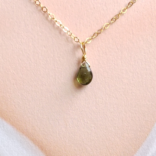 14kgf〉◇宝石質モルダバイト*ネックレス ネックレス 14kgf〉◇宝石質モルダバイト*ネックレス ネックレス