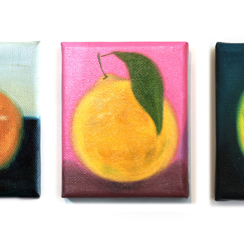 絵画 ピンク ゆず 柚子 ミニキャンバス 油彩画 絵画 Salon de Lee 通販