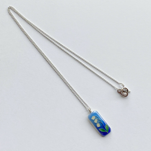 すずらん 七宝焼のペンダント 純銀胎有線七宝 ネックレス