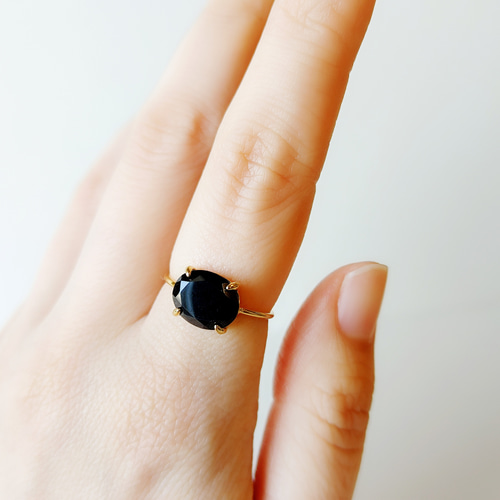 ブラックスピネル リング 天然石 天然石リング アクセサリー シンプル