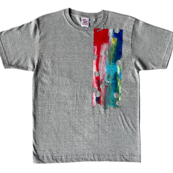 油彩アートTシャツ・Mグレー【ノーマル11】 2枚目の画像