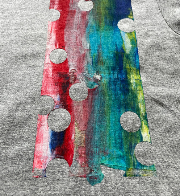油彩アートTシャツ・Mグレー【ノーマル11】 4枚目の画像