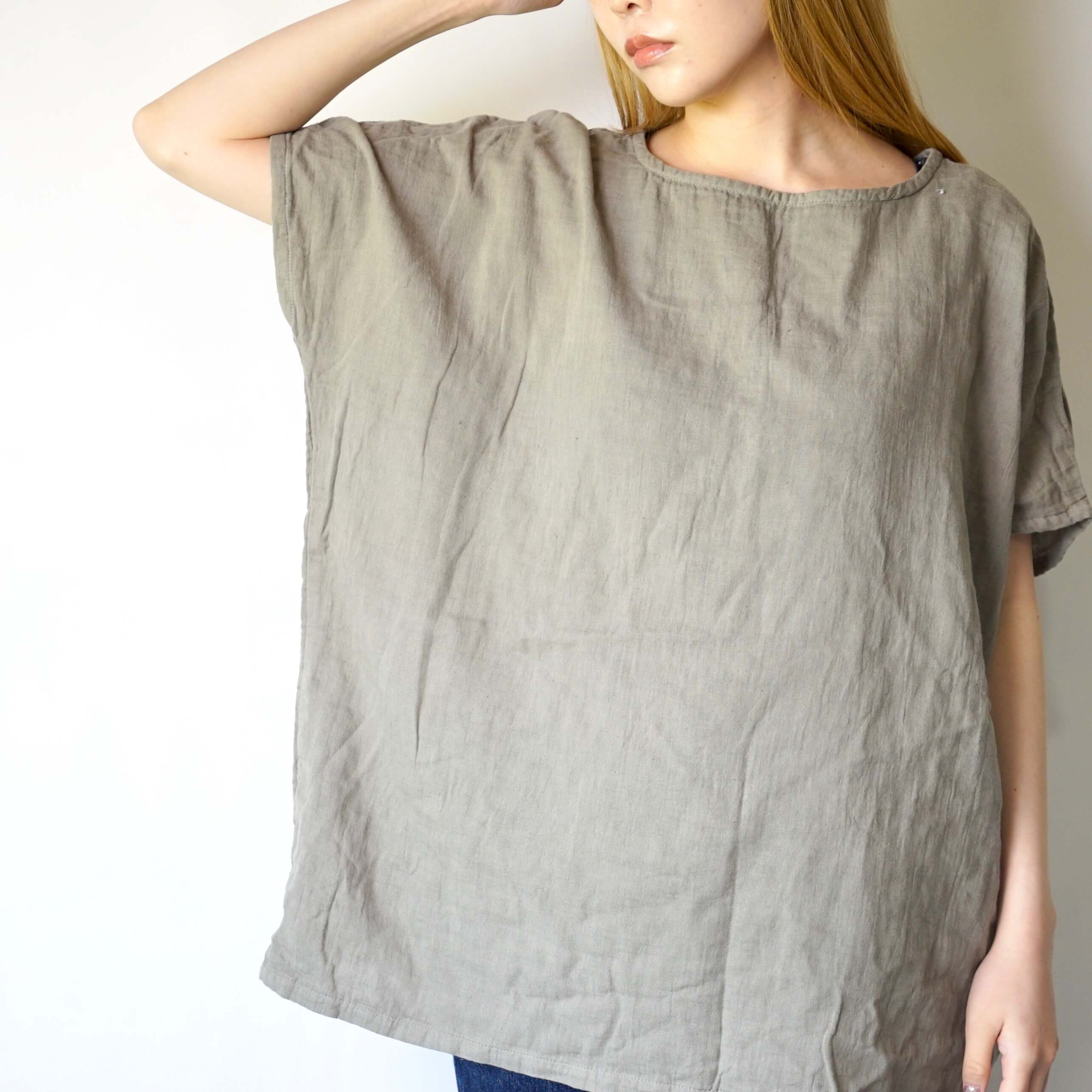 【福袋】ゆったりガーゼTシャツ/カーキ + バルーンパンツ8分丈/ブラック