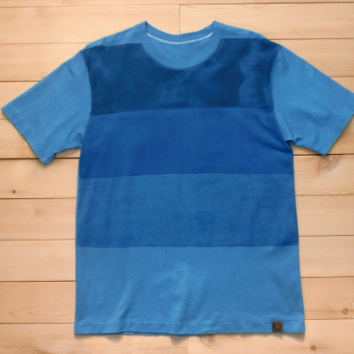藍染めTシャツ 4段グラデーション ボーダー 日本製 Tシャツ まるみ堂 