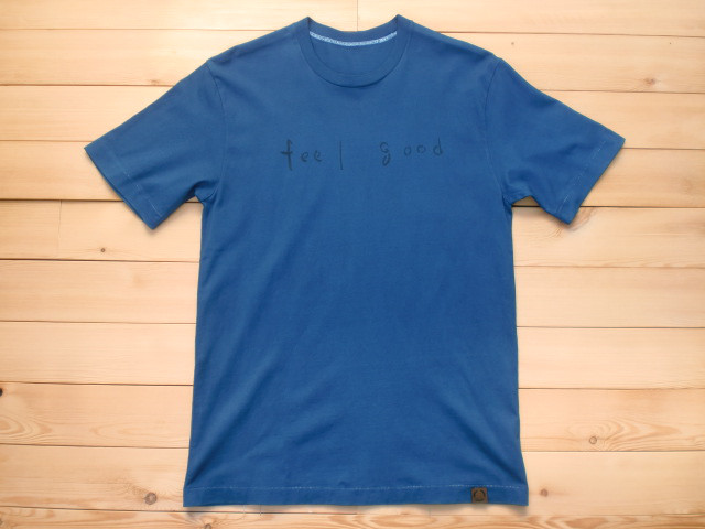 藍染めTシャツ　メッセージロゴ　FEEL GOOD　気分いい　日本製
