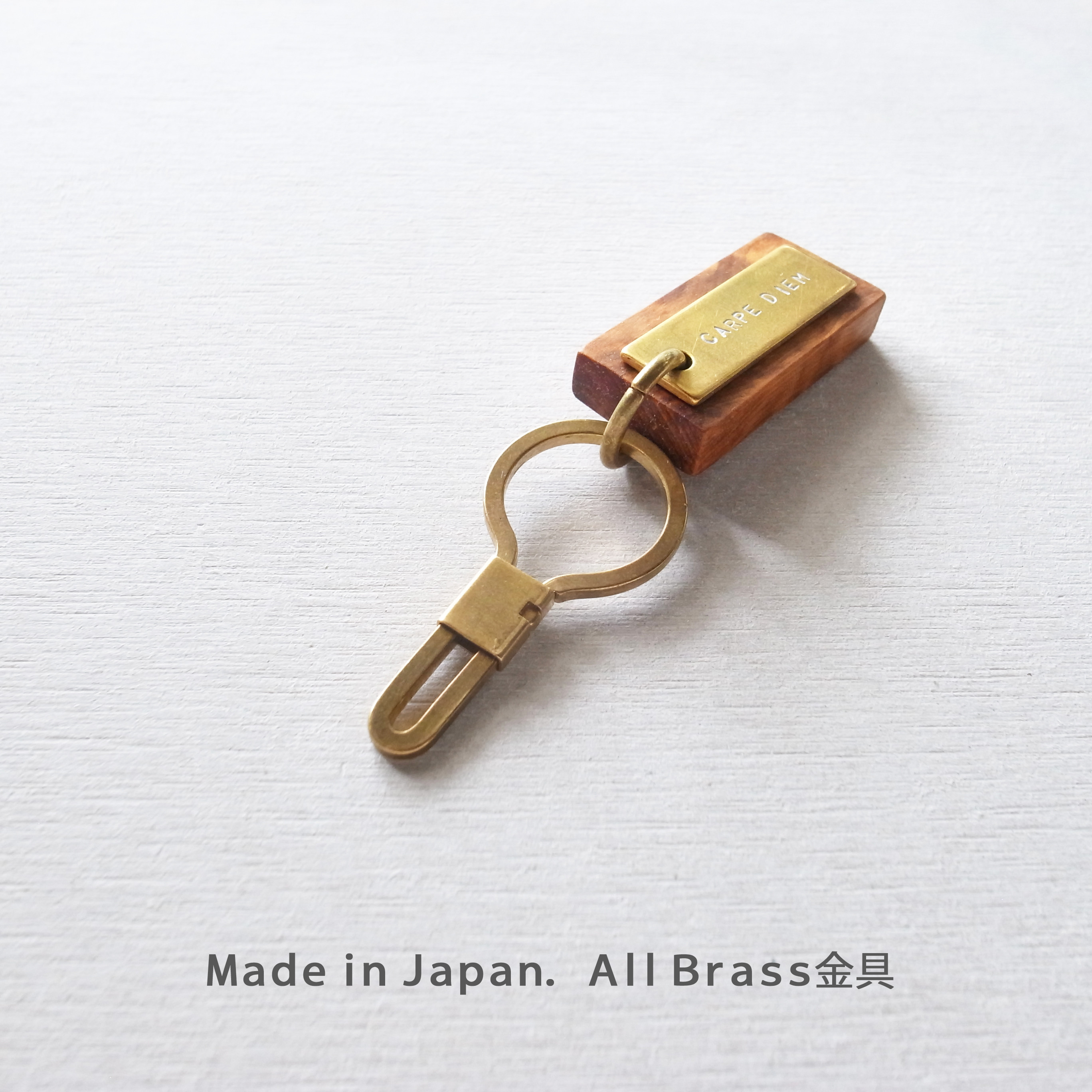 YAKU-SUGI 〈S〉【MAMORI守】ALLBRASS RETRO ●〔屋久杉/真鍮/刻印/キーホルダー〕