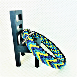 [公式]#171マクラメ編み ターコイズ・ライトグリーン・紫と黒の中型・大型犬首輪 3枚目の画像