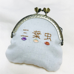 古生物の化石柄ビーズ刺繍がまぐち 3枚目の画像