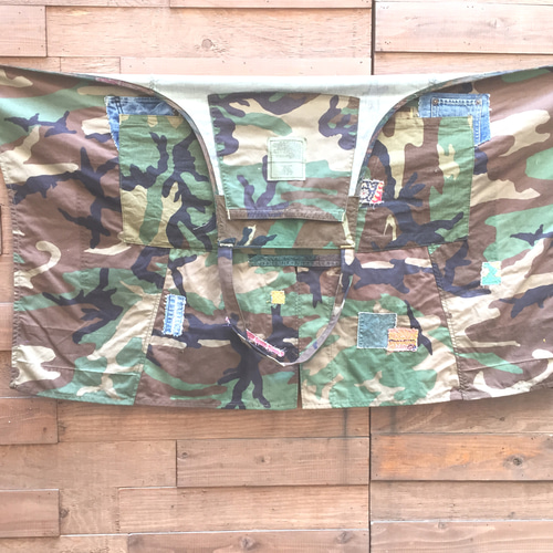 ヴィンテージ生地 米軍 カモフラージュ リメイク エプロン MENS
