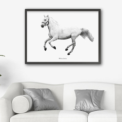 アートポスター/ White horse  おしゃれインテリア・北欧、モノトーン好きの方に☆ 2枚目の画像