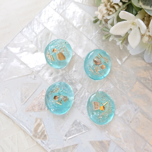 インクアートカボション☆4個 c-39アルコールインク/カボション/レジン 