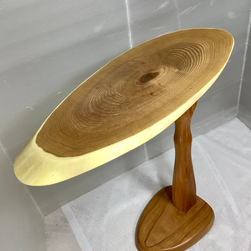 天然木 延寿輪切り サイドテーブル 折り畳み式 手造り 一点物 サイド