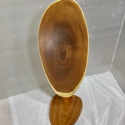 天然木　とち杢輪切り　折り畳みサイドテーブル　一点物　手造り 天然木 とち杢輪切り 折り畳みサイドテーブル 一点物 手造り