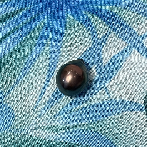 タヒチアンパール #021 12mm ドロップ AAA ピーコック色 黒蝶貝 黒真珠 