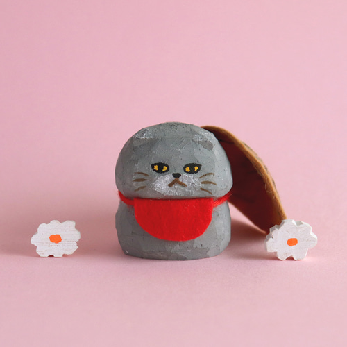 はじめまして抽選】木彫り人形 おじぞうにゃん 4センチ幅 [CCF-038