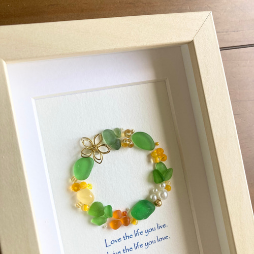 【現品限り　なんて可愛い節分リース　白金】シーグラスアート 現品限り なんて可愛い節分リース 白金】シーグラスアート