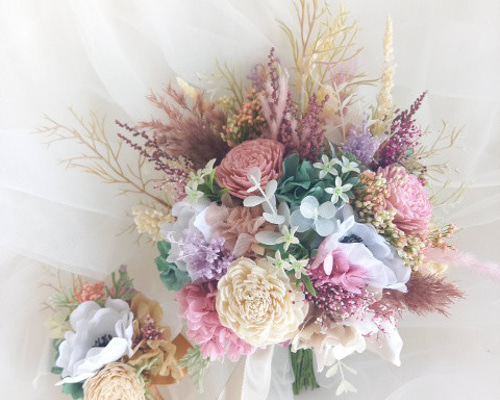 確認画像 ウエディングブーケ♡花かんむり♡リストブーケ 楽天市場】＼セール特価／ リストブーケ 花冠 ブーケ お揃い